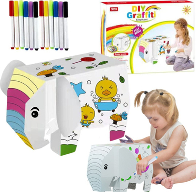 Lodër kartoni për ngjyrosje Maksik, elefant, me markera