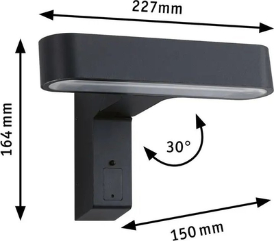 Aplike murale e jashtme Paulmann Ito, LED, me sensor lëvizjeje, e zezë