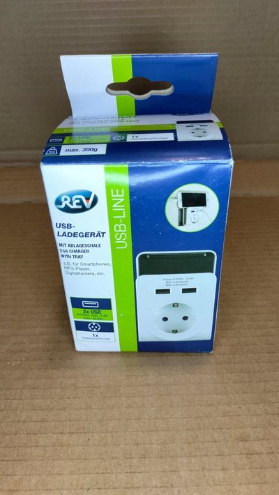 Adaptues prizë REV 0020790102, 2x USB 2.4A, 230V, i bardhë e zi