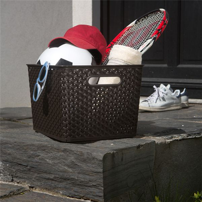 Shportë rregulluese Curver Basket Box L, me kapak, plastike, kafe
