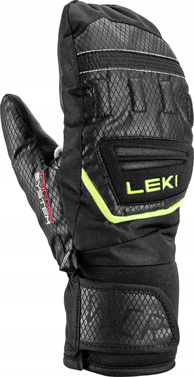 Dorëza skish Leki Wcr Team 3D Jr Mitt, për kalamaj, Black Ice Lemon