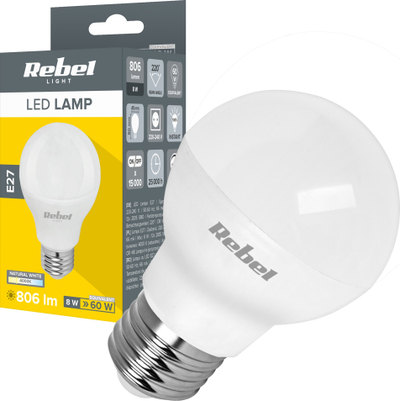 Llambë LED Rebel G45, E27, 8W 806lm 4000K, e bardhë