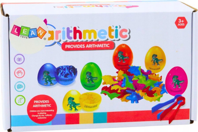 Loja edukative Arithmetic Sorting Game Dinosaur Eggs, 6 vezë, me pincë, shumëngjyrëshe