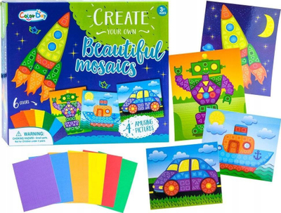 Set mozaik ngjitës ColorDay Beautiful Mosaics ZA2127, 4 kartona, 6 ngjyra, shumëngjyrësh