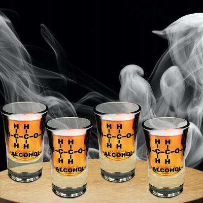 Set gotash shoti Mad Monkey Funny, 4 copë, formulë kimike alkooli, transparent