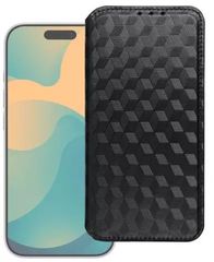 Futrollë libri për Xiaomi Redmi Note 15 5G, flip cover, me model gjeometrik, e zezë