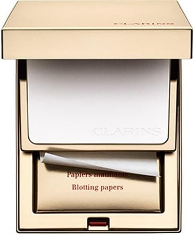 Сет пудра и апсорбирачки ливчиња Clarins Pores &amp; Matité, мат ефект, за мрсна кожа