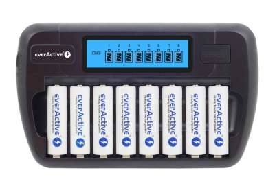 Karikues baterish EverActive NC-800, 8 kanale, LCD, i zi