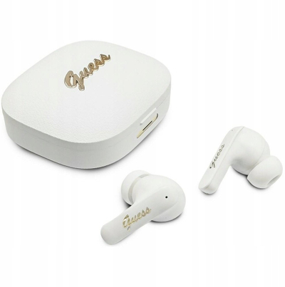 Kufje Bluetooth Guess Script Metal Logo, TWS, Bluetooth 5.4, të bardha