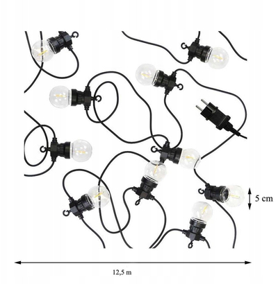 Varg dritash LED Party Outdoor, 12.5m, 20 llampa, i zi