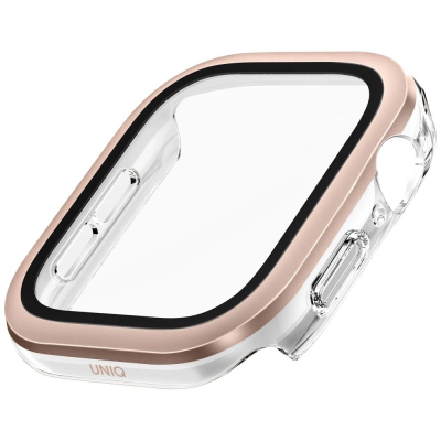 Заштитна маска за часовник Uniq Voute за Apple Watch Series 10 46mm, калено стакло, розе злато