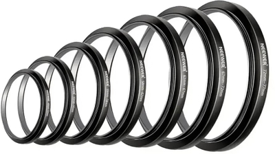 Set unaza step up Neewer 10026816, 7 copë, 49mm në 77mm, ngjyrë e zezë