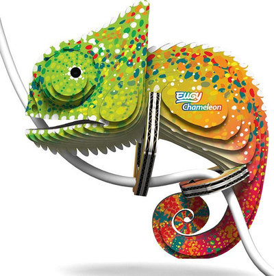 Puzzle 3D Safari Ltd EUGY Chameleon, model kartoni, shumëngjyrësh