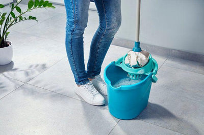 Set shtupë + kovë Leifheit Power Mop 3-në-1, i gjelbër
