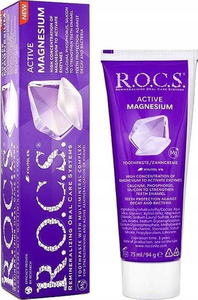 Pasta dhëmbësh Rocs Active Magnesium, remineralizuese, pa fluoride, 75ml
