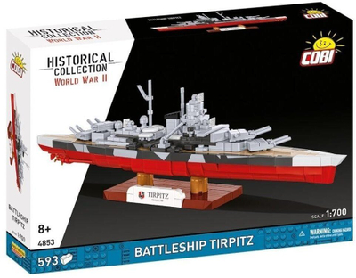 Set ndërtimi COBI Historical Collection WWII Battleship Tirpitz, model anije luftarake, shumëpjesësh, shumëngjyrësh