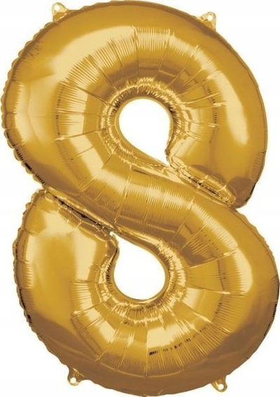 Balonë folie dekorative, numri 8, madhësi normale, ngjyrë ari