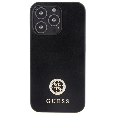Kuti mbrojtëse Guess 4G Strass Metal Logo për iPhone 13 Pro 6.1", TPU, e zezë