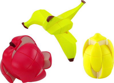 Puzzle edukativ 3D me fruta Lean Toys, plastik, të verdhë e të kuqe