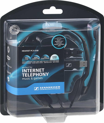 Kufje me mikrofon Sennheiser PC 8 USB, të zeza