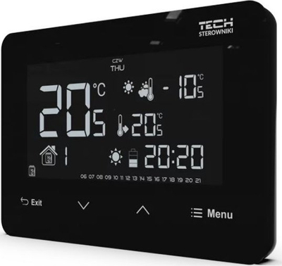 Termostat për dhomë Tech ST293V3, me tela, me panel xhami, i bardhë