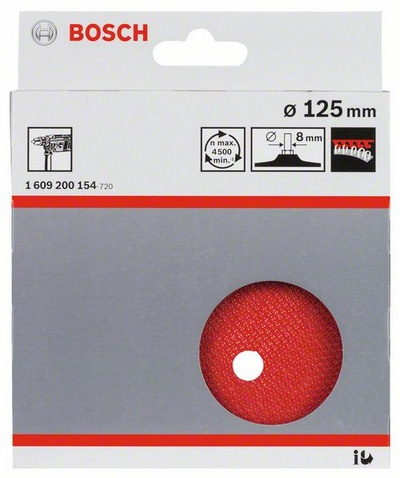 Disk bluarës Bosch 1609200154, 125mm, hook and loop, i zi