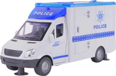 Lodër kamion policie LeanToys Ambulance, dritë dhe zë, dyer që hapen, bardh e kaltër