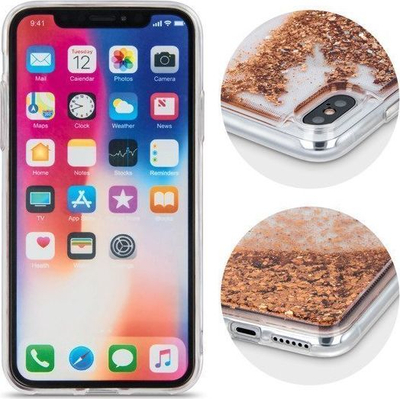 Këllëf telefoni për Xiaomi Mi A3, TPU Liquid Glitter, kundra goditjeve, ngjyrë gold