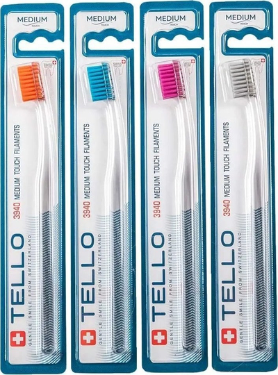 Четка за заби Tello 3940 Medium, влакна Nollex, проѕирна