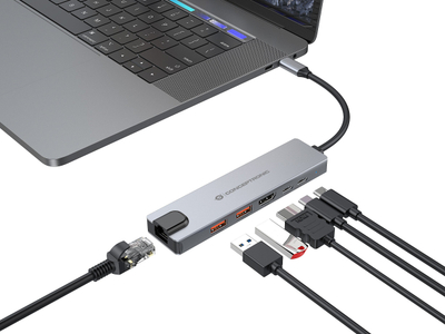 Docking station Conceptronic DONN29G, 6 në 1, 4K 60Hz, gri