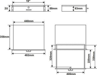 Sirtar RACK Pulsar Drawer 19" 2U RAS-R2, metalik, me kyç, i zi