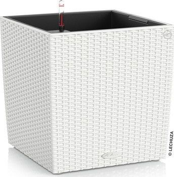 Vazo Lechuza Cube Cottage 40 me sistem ujitje, 40 cm, e bardhë