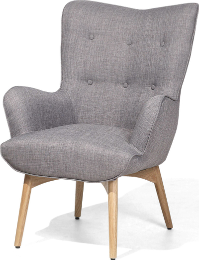 Karrige relaksi me tabure Wingback, stof, gri e çelët