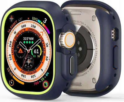 Mbrojtëse ore Dux Ducis Bamo për Apple Watch Ultra 49mm, plastike e fortë, kornizë e ngritur, zi jeshile