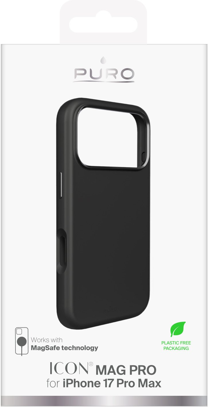 Mbrojtëse e pasme Puro ICON MAG PRO për iPhone 17 Pro Max, magnetike, e zezë