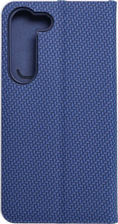 Mbulese telefoni OEM LUNA Book Carbon për Samsung Galaxy S23, kapak libër me xhep për karta, blu