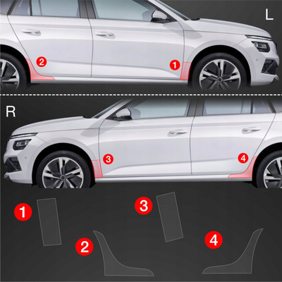 Folie mbrojtëse pragjesh BodyShield Skoda Kamiq, 4in1, transparente, 2024-2026