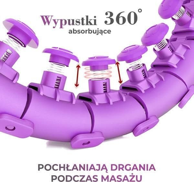 Set hula hoop fitness HMS HHW12 Plus Size me peshë, brez dobësimi BR163 Plus Size, vjollcë dhe i zi