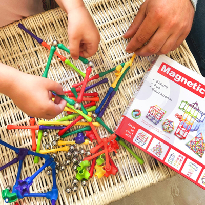 Set ndërtesash magnetike WOOPIE Magnetic Construction Blocks Puzzle, 110 pjesë, për kalamaj 3+