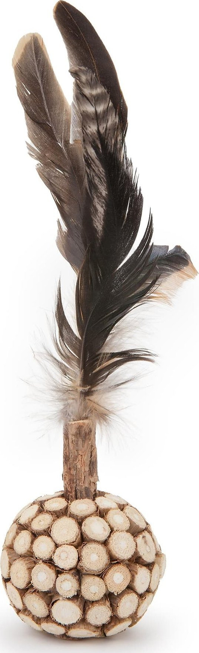 Lodër për mace Matatabi Ball With Feather, top me Matatabi, puplë natyrale, shumëngjyrëshe