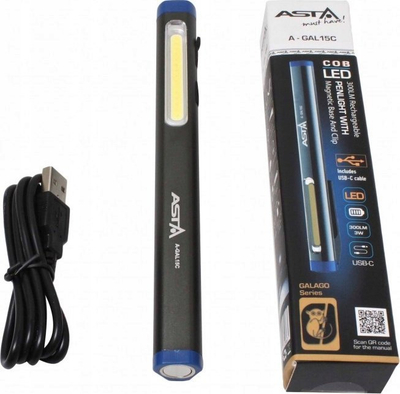 Dritë pen LED Asta A-GAL15C, 300 lm, me magnet dhe grep, gri