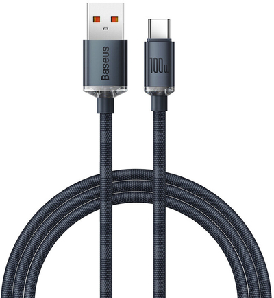 Kabllo karikimi / të dhënash Baseus Crystal Shine Series USB-A - USB-C, 100W, 1.2m, e zezë