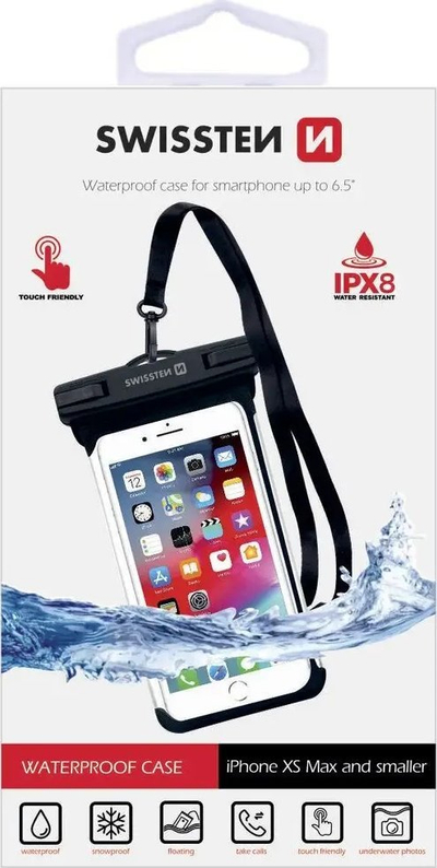 Futrollë uji Swissten Waterproof, universale deri 6.3", TPU, transparente