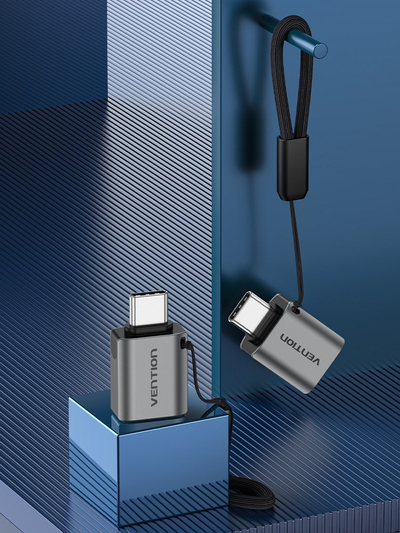 Адаптер USB Vention, Type C машки во USB 3.0 женски, OTG, сив