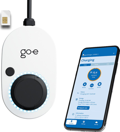 Karikues muri Go-e Charger Gemini 2.0 CH-05-22-51, 22 kW, Type 2, i bardhë
