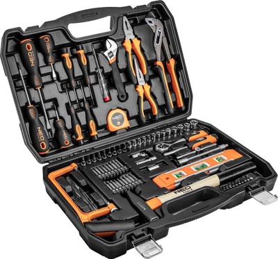 Set veglash Neo Tools 10-202, 88 copa, çelësa dopsie 1/4", portokalli me të zezë