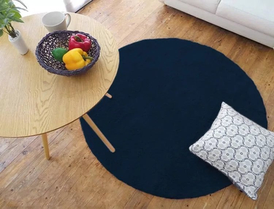 Tapet i rrumbullakët Strado Round Rug Rabbit, 150x150 cm, antirrëshqitës, blu e errët
