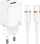 Karikues rrjeti USAMS T43 33W, 1x USB C 1x USB, PD3.0 QC3.0, me kabllo USB C në Lightning, i bardhë