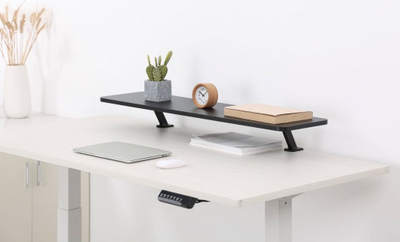 Raft monitori Mozos Clamp Dual Riser Stand, për 2 monitorë deri 32\", kapëse tavoline, ngjyrë e zezë