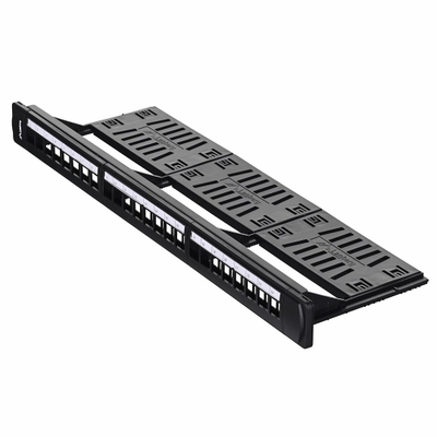 Panel patch i zbrazët Logilink, 24 porta 1U, për Keystone, me organizues, i zi